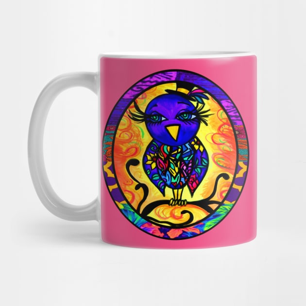 Purple Floral Bird Oval by artbyomega